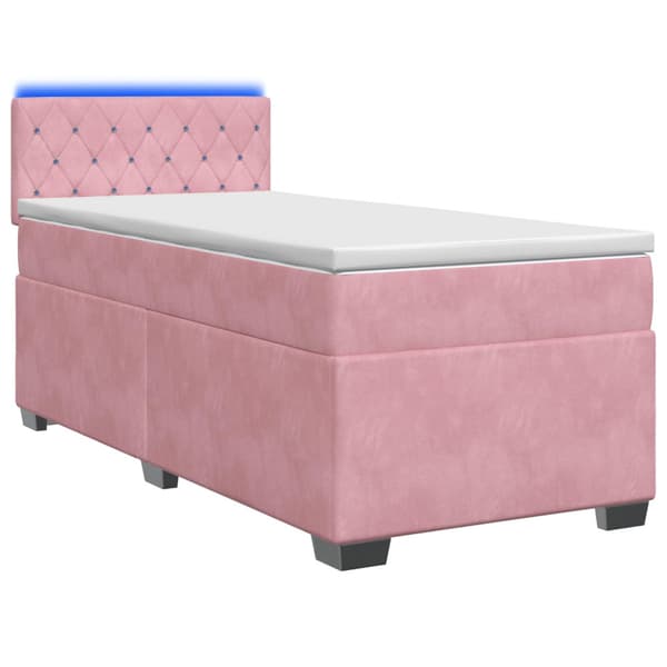 Boxspring säng med madrass och LED Rosa 100 x 200 cm Sammet
