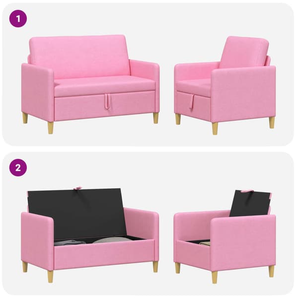 Soffgrupp med förvaring 2 pcs Rosa Polyester