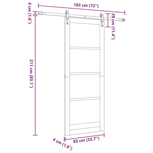 Skjutdörr ORKDAL 83 x 211 cm Konstruerat trä Vit