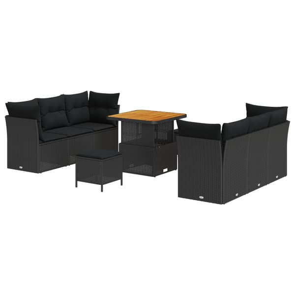 Trädgårdsoffset 9 pcs Svart konstrotting