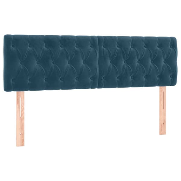 Ramsäng med madrass mörkblå 180x200 cm sammet