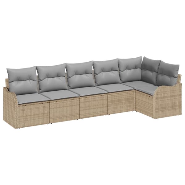 Trädgårdsoffset med lagring 6 pcs Beige konstrotting