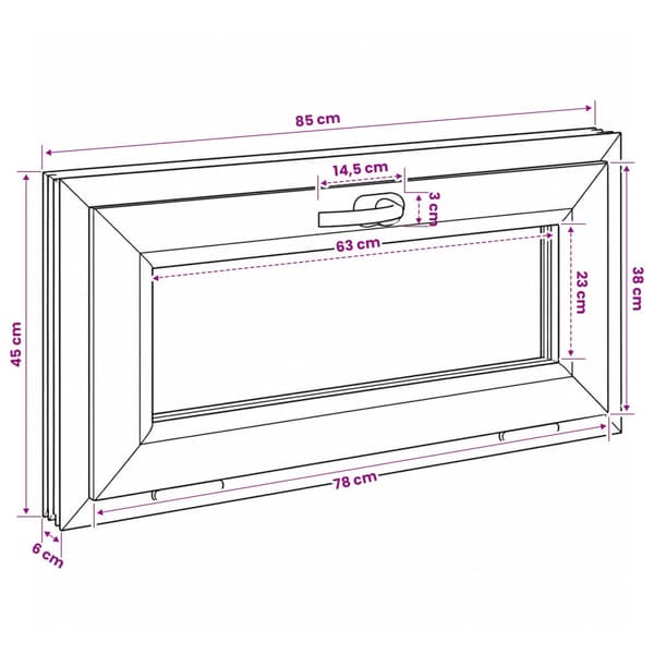 Tilt källarfönster RISOR 85 x 45 cm PVC och klart glas