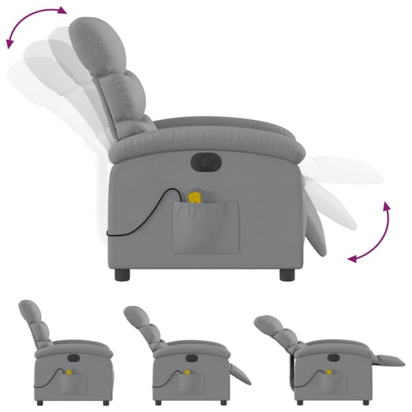 Elektrisk massagefåtölj ljusgrå tyg
