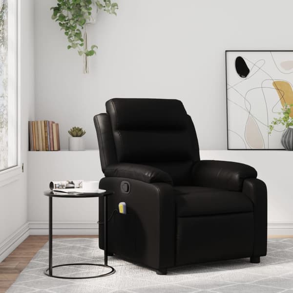 Massagefåtölj svart konstläder