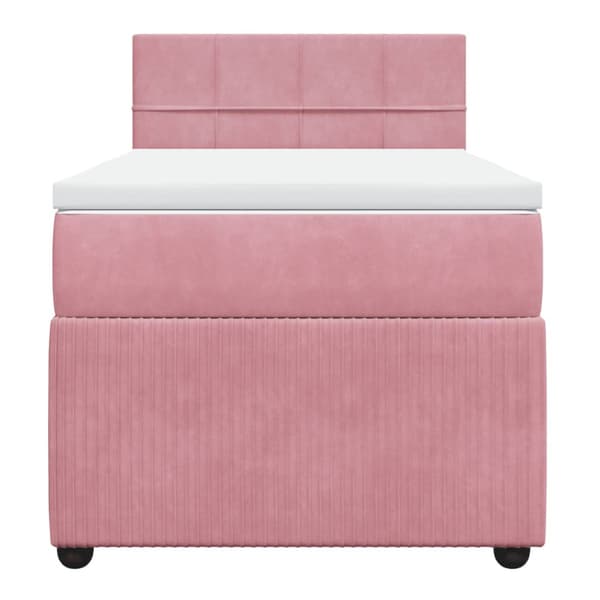 Ramsäng med madrass rosa 100x200 cm sammet