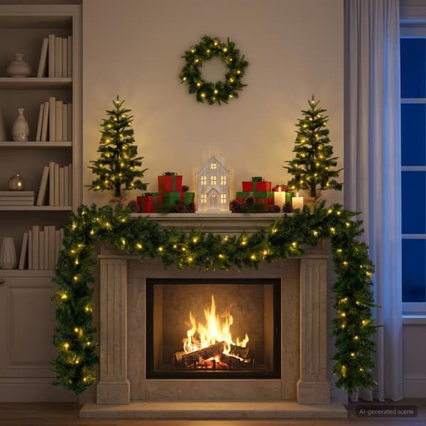 Mini-julgransset 45 cm 125 LED-lampor Varmvit PVC och PE Grön