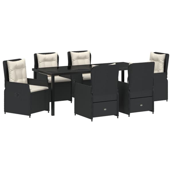 Trädgårdsmöbelset 7 pcs Svart konstrotting