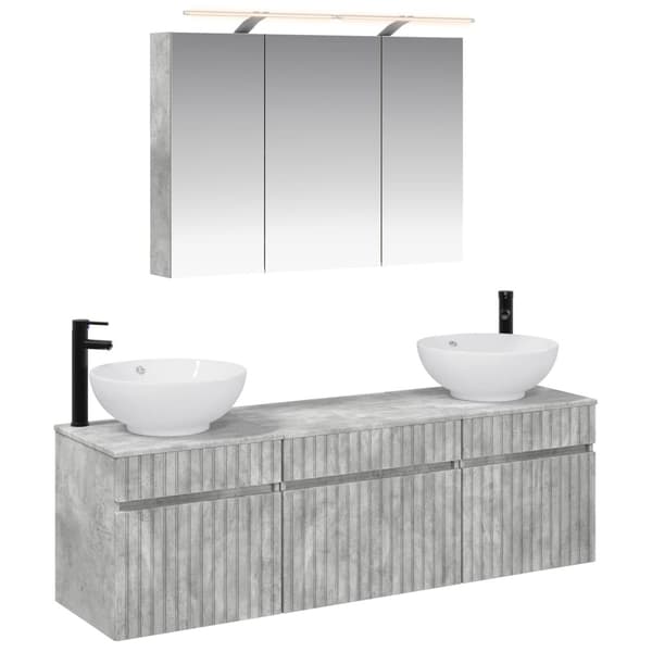 Badrumsskåpsset 4 pcs Betonggrå Konstruerat trä