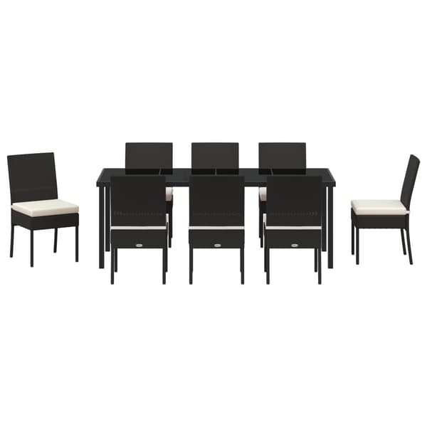 Trädgårdsmöbelset 9 pcs Svart Pulverlackerat stål