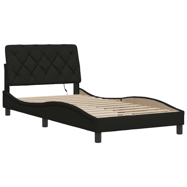 Bed Frame with LED without Mattress Black 100x200 cm Fabric