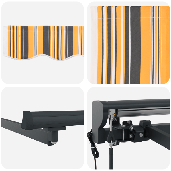 Markisram Gul och Grå 450 × 300 cm Polyester med PU-beläggning
