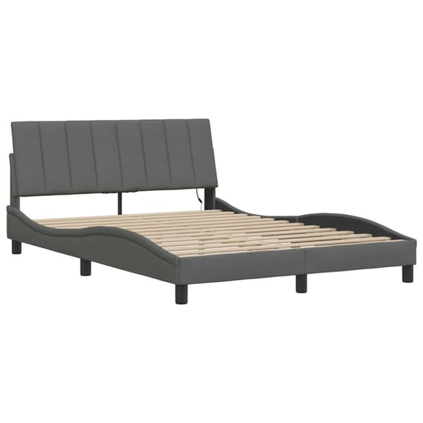Bed Frame without Mattress "Hanko" Dark Grey 140x190cm Fabric