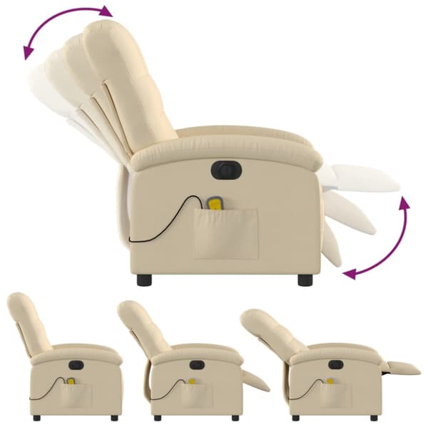 Elektrisk massagefåtölj gräddvit tyg