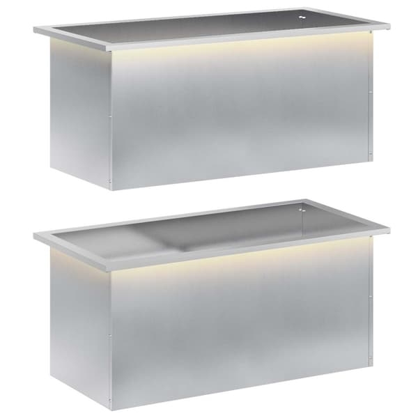 Odlingslåda med LED 2 st Silver 40 x 80 x 40 cm