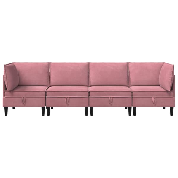 Möbelset för vardagsrummet med kudde 4 pcs Rosa Sammet