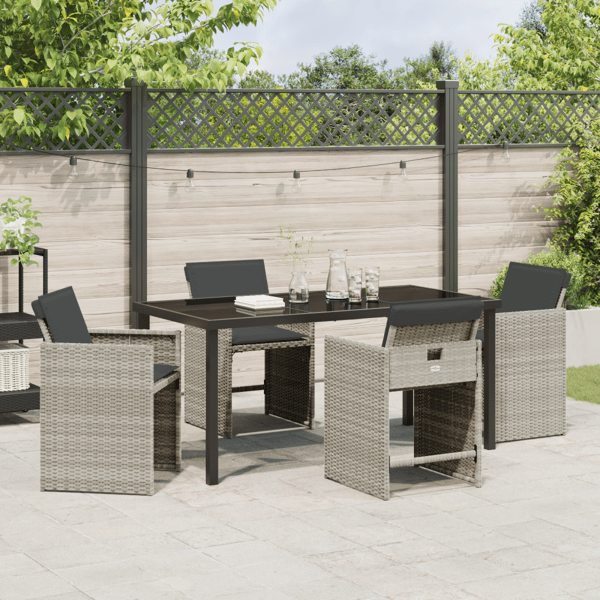 Trädgårdsmöbelset 5 pcs Ljusgrå konstrotting