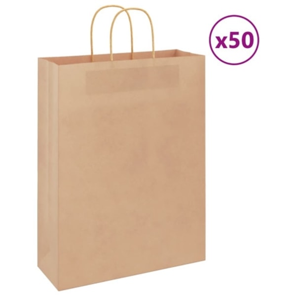 Papperspåsar 50 st med handtag brun 32x12x42 cm