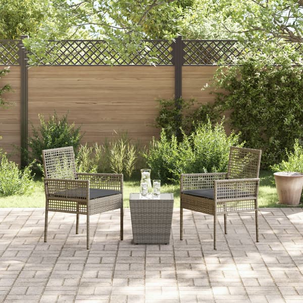 Trädgårds Bistro Set 3 pcs Grå konstrotting