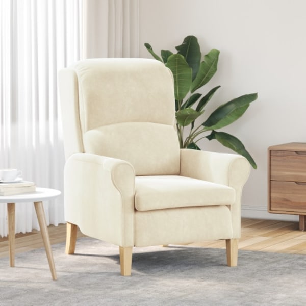 Krämfärgad fåtölj Kräm Tyg och trä Medium Stilren ergonomisk stol