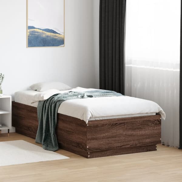 Sängram brun ek 75x190 cm konstruerad trä
