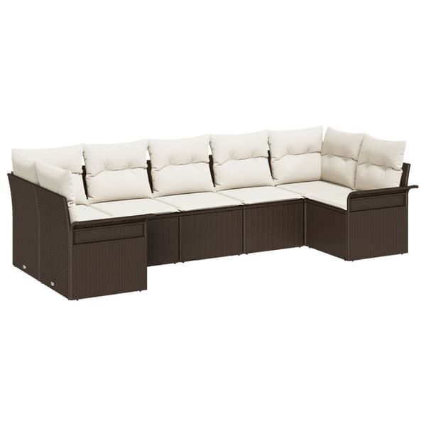 Trädgårdsoffset med lagring 7 pcs Brun Poly rattan