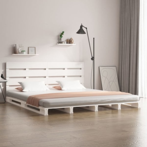 Sängram utan madrass vit 160x200 cm massiv furu