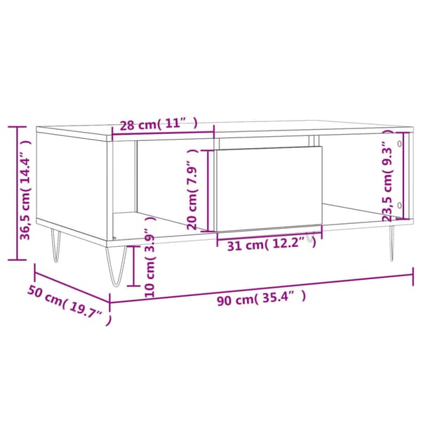 Soffbord vit 90x50x36,5 cm konstruerat trä