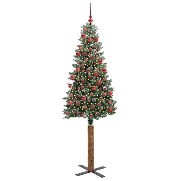 Smal julgran Grön 180 cm PVC och solid furu