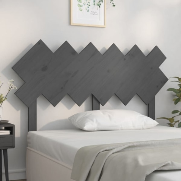 Sänggavel grå 132x3x81 cm massiv furu