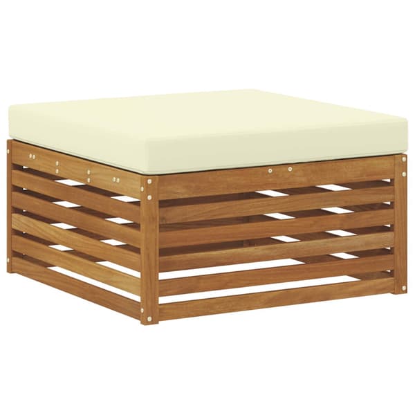 Utomhussoffset med kudde 4 pcs Naturlig och Grädde Polyester