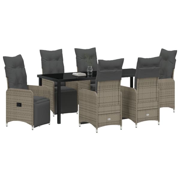 Trädgårdsmöbelset 7 pcs Beige konstrotting