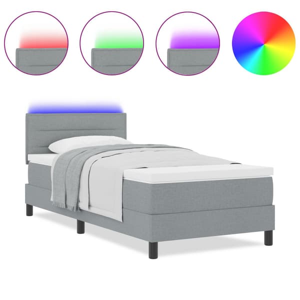 Bäddfjäder med madrass med led Ljusgrå 100 x 200 cm tyg