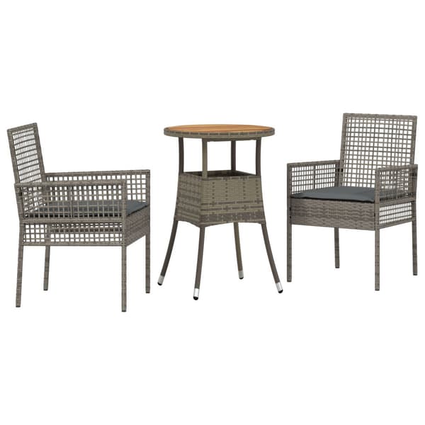 Trädgårdsmöbelset 3 pcs Grå konstrotting