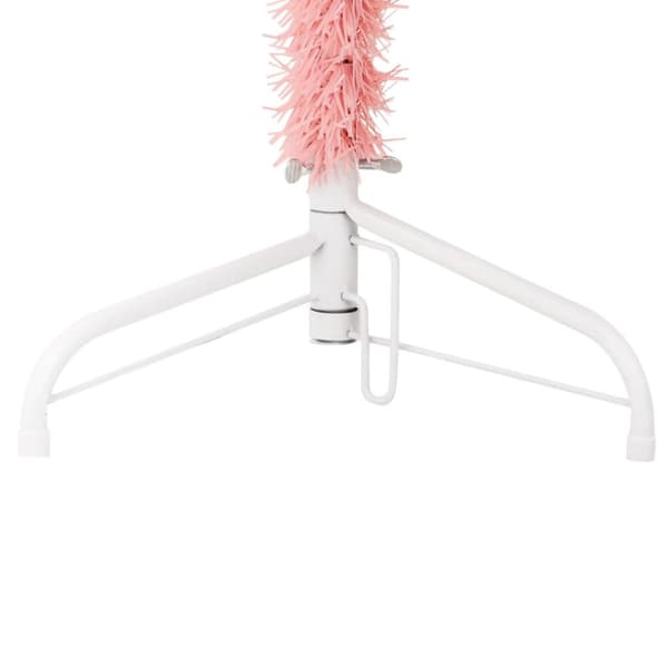 Smal halv plastgran med stativ rosa 150 cm