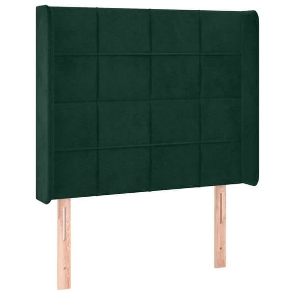 Sänggavel LED mörkgrön 93x16x118/128 cm sammet