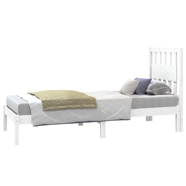 Sängram vit massivt trä 75x190 cm