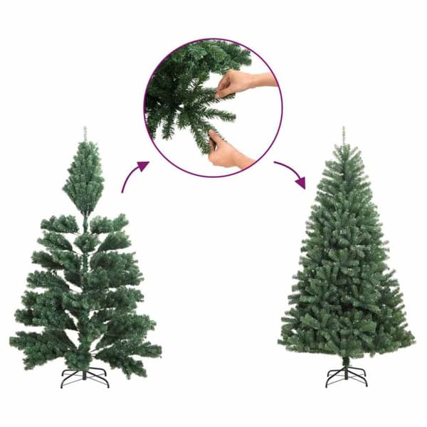 Smal julgran Grön 210 cm PVC och solid furu