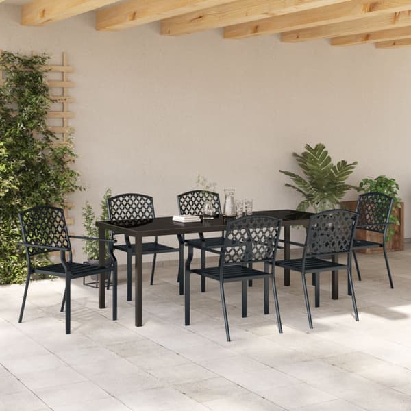 Trädgårdsmöbelset 7 pcs Antracit Pulverlackerat stål