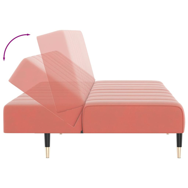 Bäddsoffa 2-sits rosa sammet