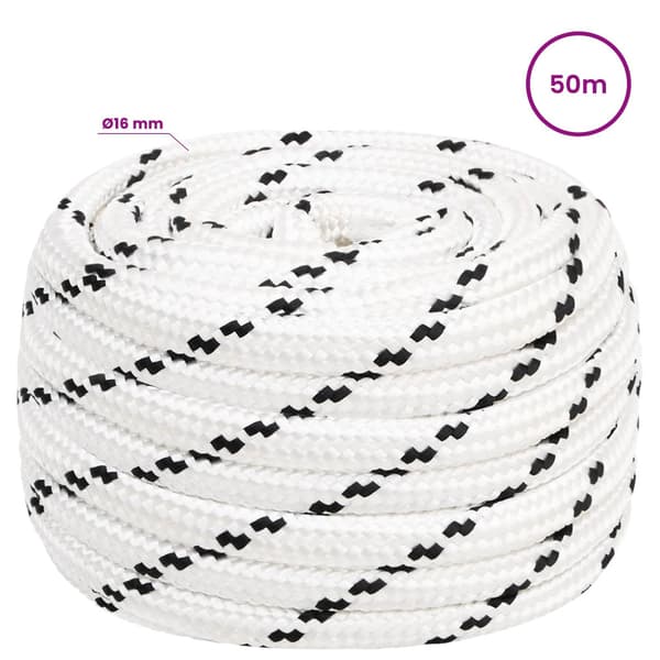 Mångsidigt bruksrep 16 mm 50 m Vit Polyester