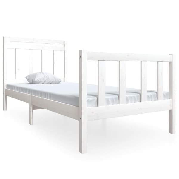 Sängram vit massivt trä 90x200 cm