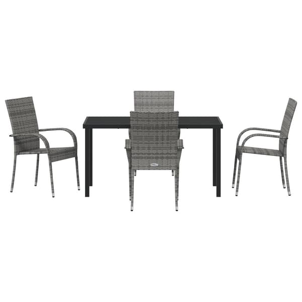 Trädgårdsmöbelset 5 pcs Grå Pulverlackerat stål