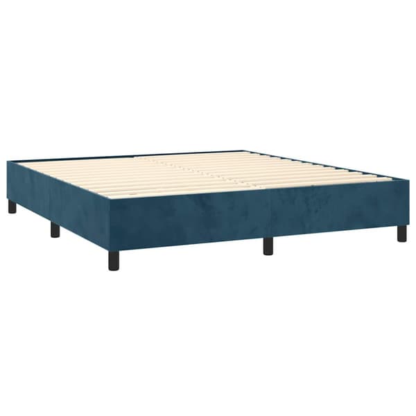 Ramsäng med madrass mörkblå 160x200 cm sammet