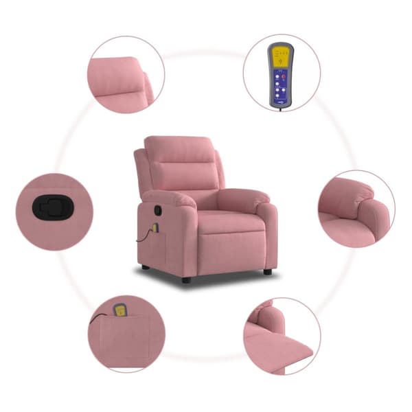 Massagefåtölj rosa sammet