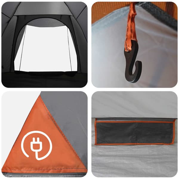 Campingtält med tak Grå och orange 2-manna Polyester och Stål