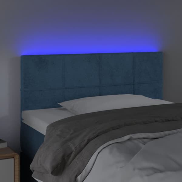 Sänggavel LED mörkblå 90x5x78/88 cm sammet