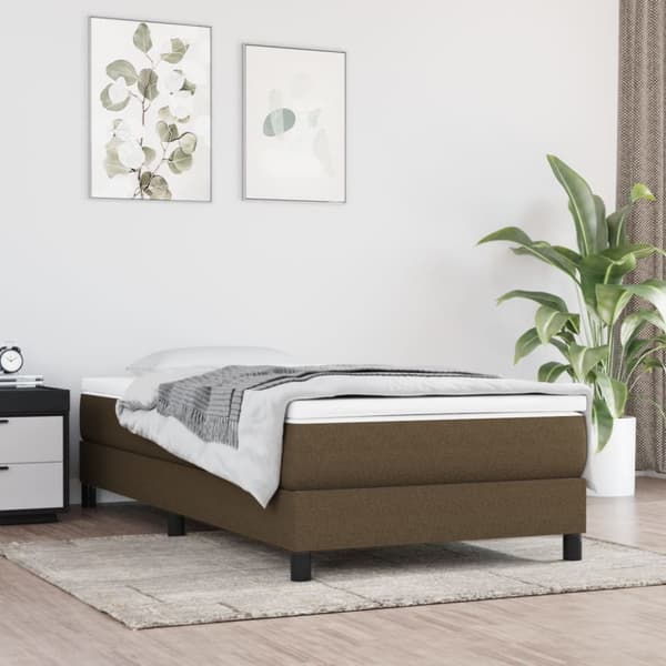Boxspring-sängram mörkbrun 80x200 cm tyg