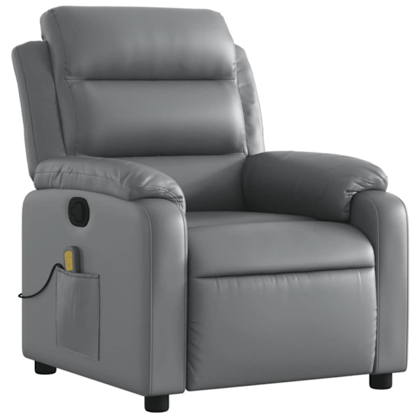 Massagefåtölj grå konstläder