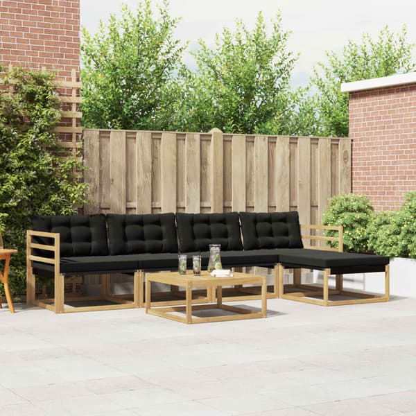 Utomhussoffset 6 pcs Vit och svart 79 x 79 x 37 cm